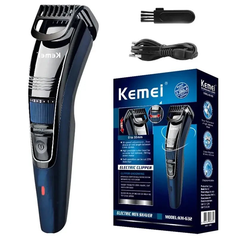 Kemei 0.5-10mm Adjustable Beard Hair Trimmer For Men Rechargeable Mustache Stubble Hair Clipper Face Hair Cutting Machine.