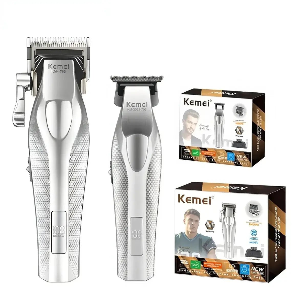 Kemei Hair Trimmer Professional Hair Clipper Electric Haircut Machine Rechargeable Hair Clipper 0 MM Trimmer for Men KM-3023-702.