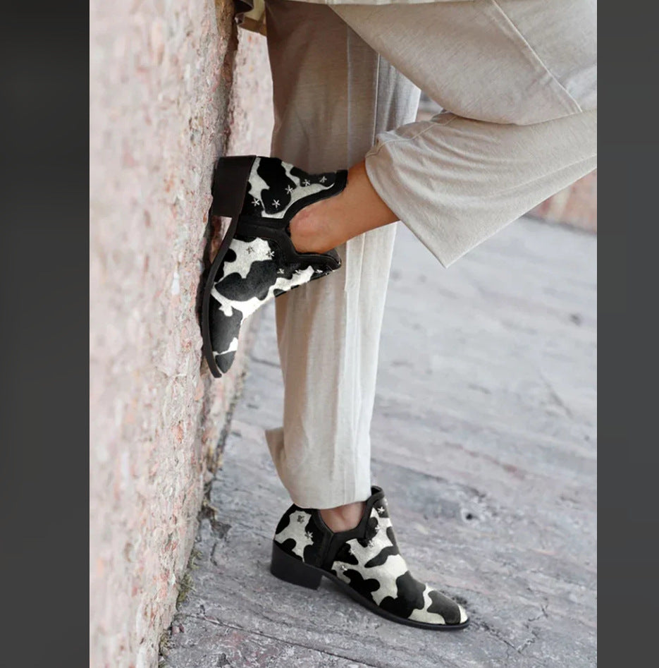 Fashion Ankle Boots With Metal Decoration Low Square Heel Large Size Ladies European And American Style