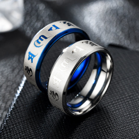 Six-Character Mantra Personalized Stainless Steel Ring For Men And Women