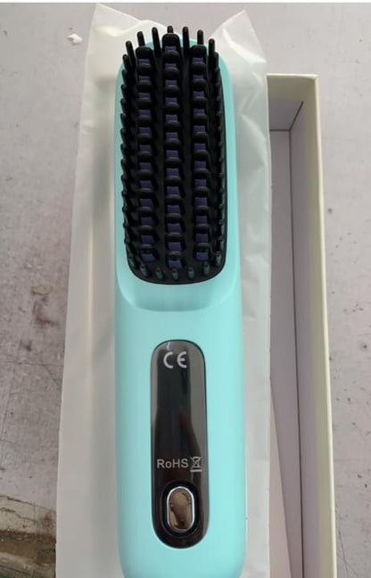 2 In 1 Straight Hair Comb Wireless Hair Straightener Brush Hair Fast Heating Portable Hot Curler USB Charging.