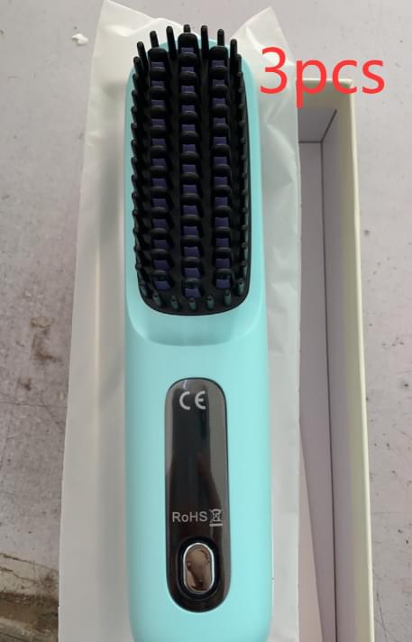 2 In 1 Straight Hair Comb Wireless Hair Straightener Brush Hair Fast Heating Portable Hot Curler USB Charging - Lux Mart London