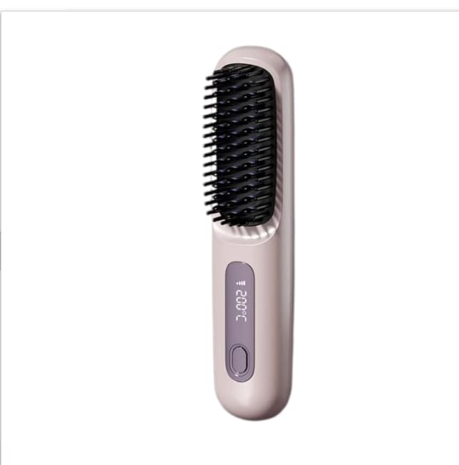 2 In 1 Straight Hair Comb Wireless Hair Straightener Brush Hair Fast Heating Portable Hot Curler USB Charging - Lux Mart London