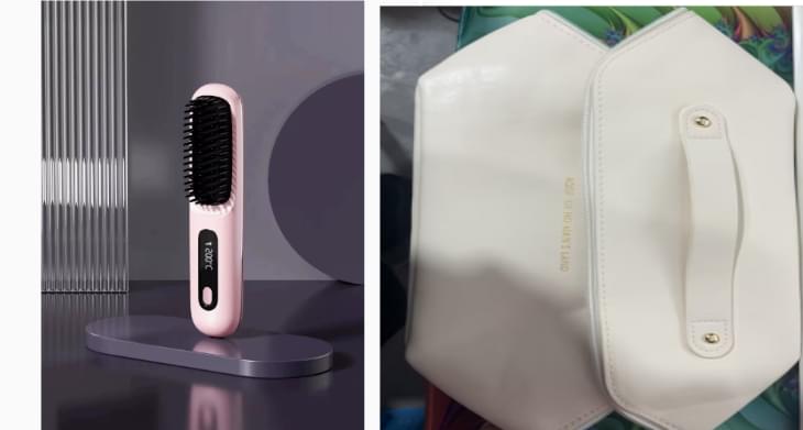 2 In 1 Straight Hair Comb Wireless Hair Straightener Brush Hair Fast Heating Portable Hot Curler USB Charging - Lux Mart London