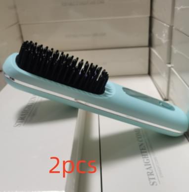 2 In 1 Straight Hair Comb Wireless Hair Straightener Brush Hair Fast Heating Portable Hot Curler USB Charging - Lux Mart London