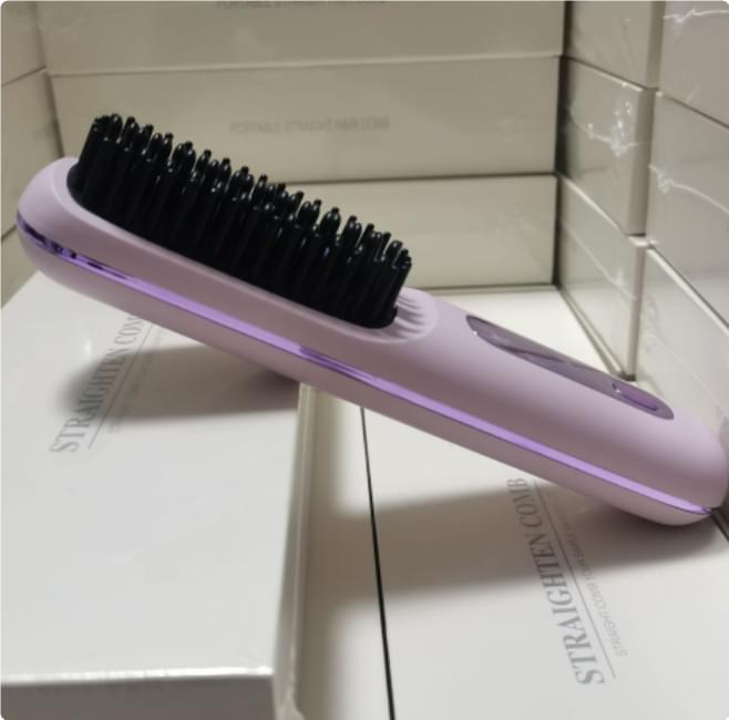2 In 1 Straight Hair Comb Wireless Hair Straightener Brush Hair Fast Heating Portable Hot Curler USB Charging.