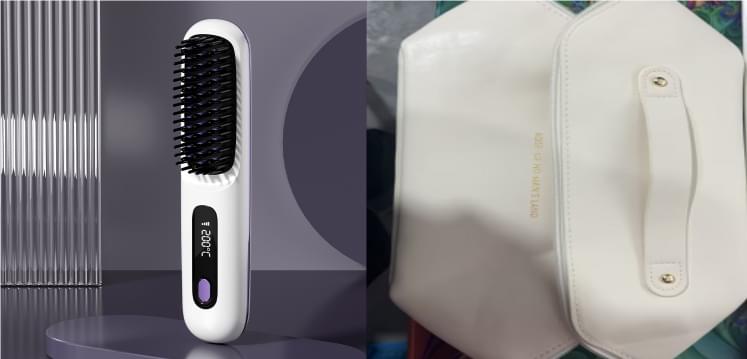 2 In 1 Straight Hair Comb Wireless Hair Straightener Brush Hair Fast Heating Portable Hot Curler USB Charging - Lux Mart London
