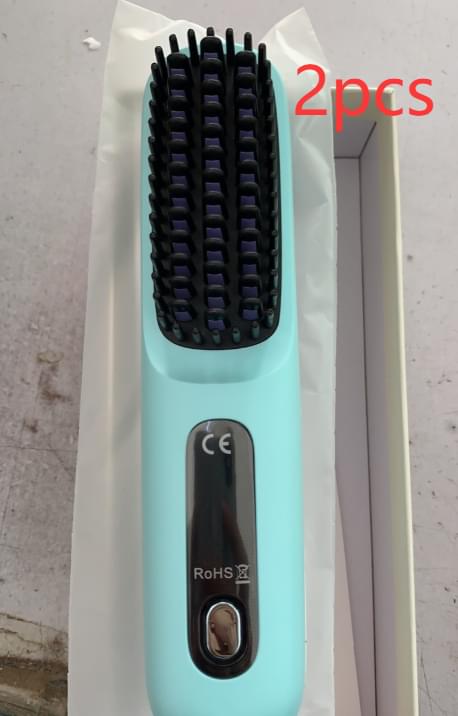 2 In 1 Straight Hair Comb Wireless Hair Straightener Brush Hair Fast Heating Portable Hot Curler USB Charging - Lux Mart London