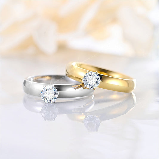 Fashionable Niche Micro-Inlaid Zircon Titanium Steel Ring For Women