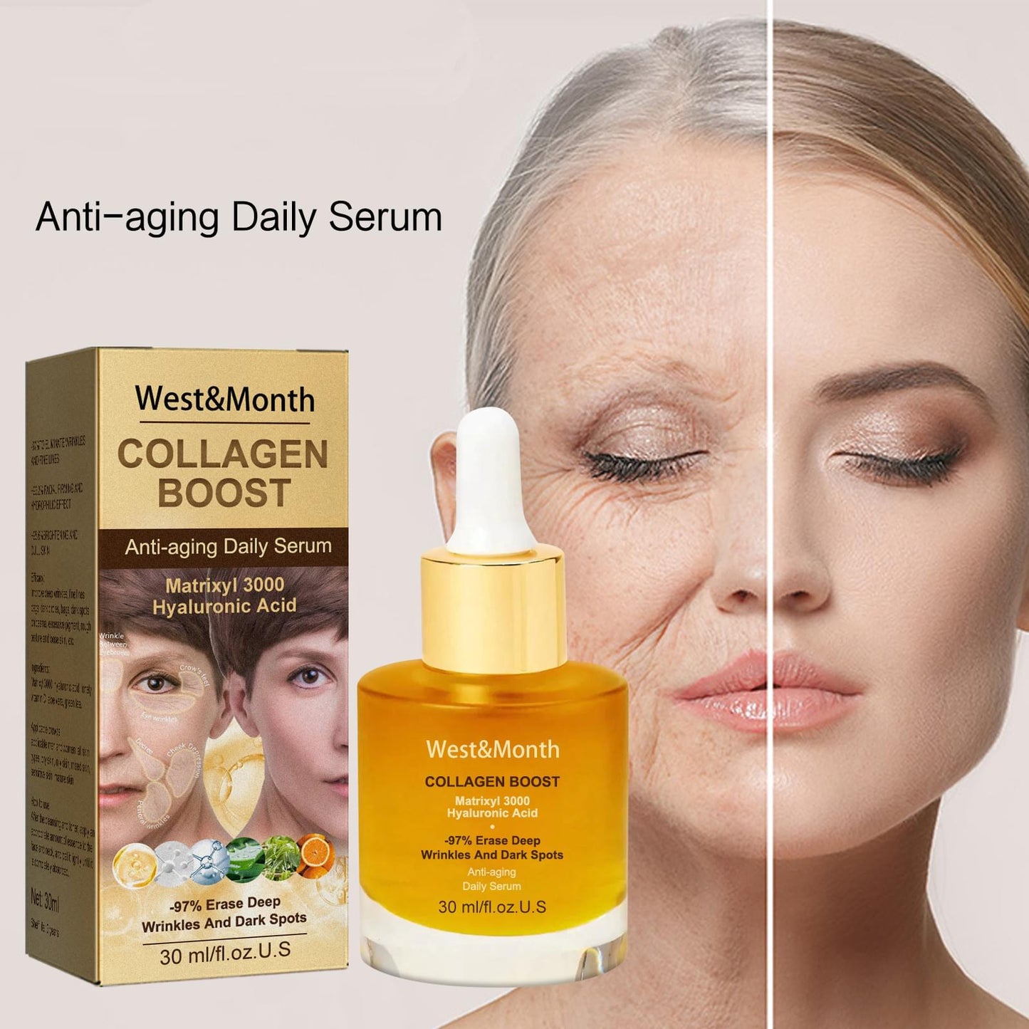 Collagen Anti-wrinkle Serum Lightens Spots Hydrates And Moisturizes.