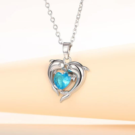Dolphin-shaped Crystal Necklace For Women In European And American Styles