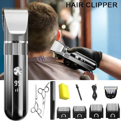 Electric Hair Clipper Professional Trimmer Household Waterproof LED Display Men Hair Trimmer USB Charging Haircut Tools Set.