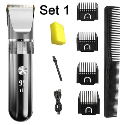 Electric Hair Clipper Professional Trimmer Household Waterproof LED Display Men Hair Trimmer USB Charging Haircut Tools Set.