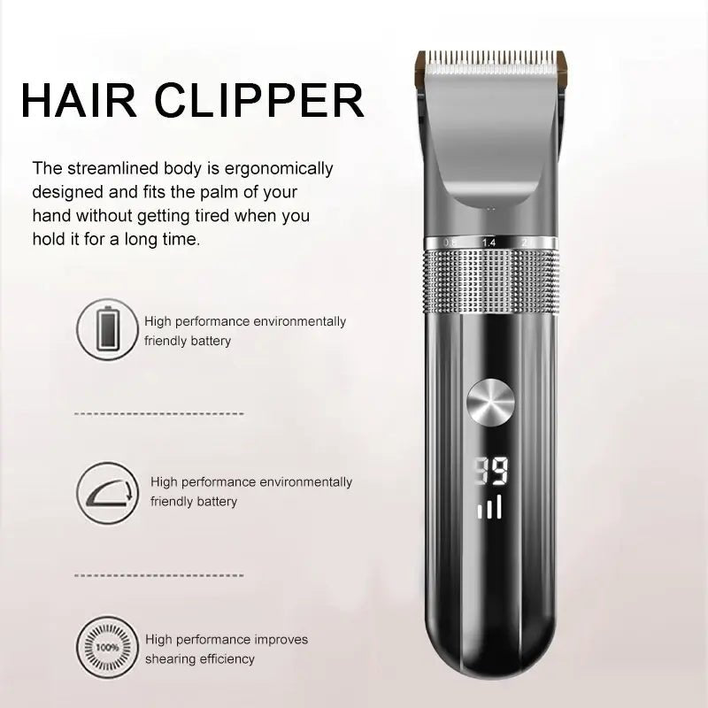 Electric Hair Clipper Professional Trimmer Household Waterproof LED Display Men Hair Trimmer USB Charging Haircut Tools Set.