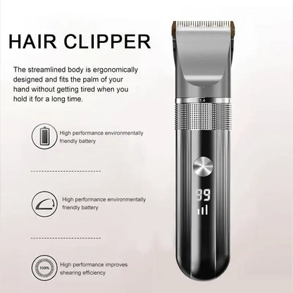Electric Hair Clipper Professional Trimmer Household Waterproof LED Display Men Hair Trimmer USB Charging Haircut Tools Set.