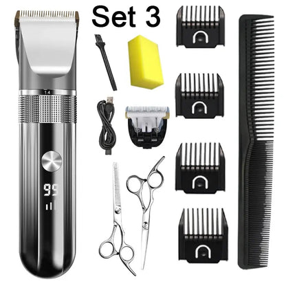 Electric Hair Clipper Professional Trimmer Household Waterproof LED Display Men Hair Trimmer USB Charging Haircut Tools Set.