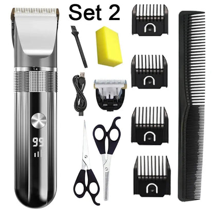 Electric Hair Clipper Professional Trimmer Household Waterproof LED Display Men Hair Trimmer USB Charging Haircut Tools Set.