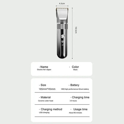 Electric Hair Clipper Professional Trimmer Household Waterproof LED Display Men Hair Trimmer USB Charging Haircut Tools Set.