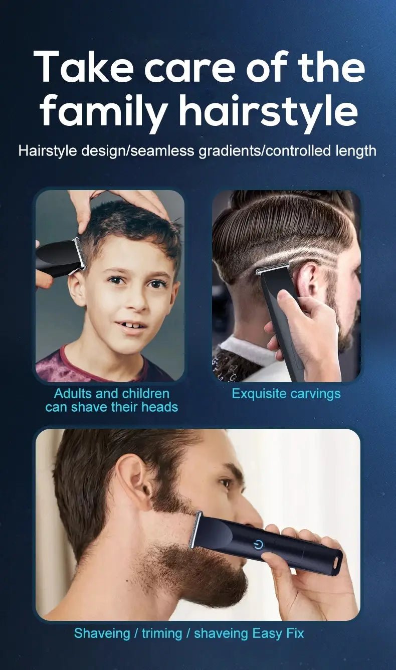 Electric Hair Clipper with Adjustable Cutter Head, USB Charging Design for Hair & Beard Trimming, Cordless Grooming Tool.