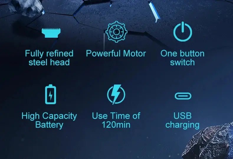Electric Hair Clipper with Adjustable Cutter Head, USB Charging Design for Hair & Beard Trimming, Cordless Grooming Tool.