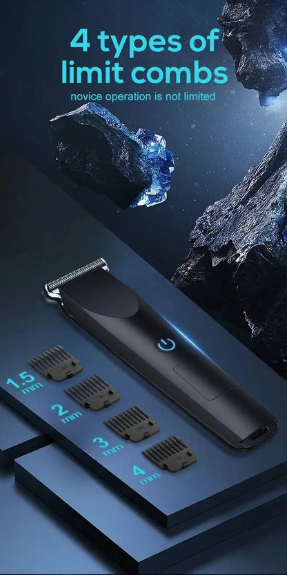 Electric Hair Clipper with Adjustable Cutter Head, USB Charging Design for Hair & Beard Trimming, Cordless Grooming Tool.