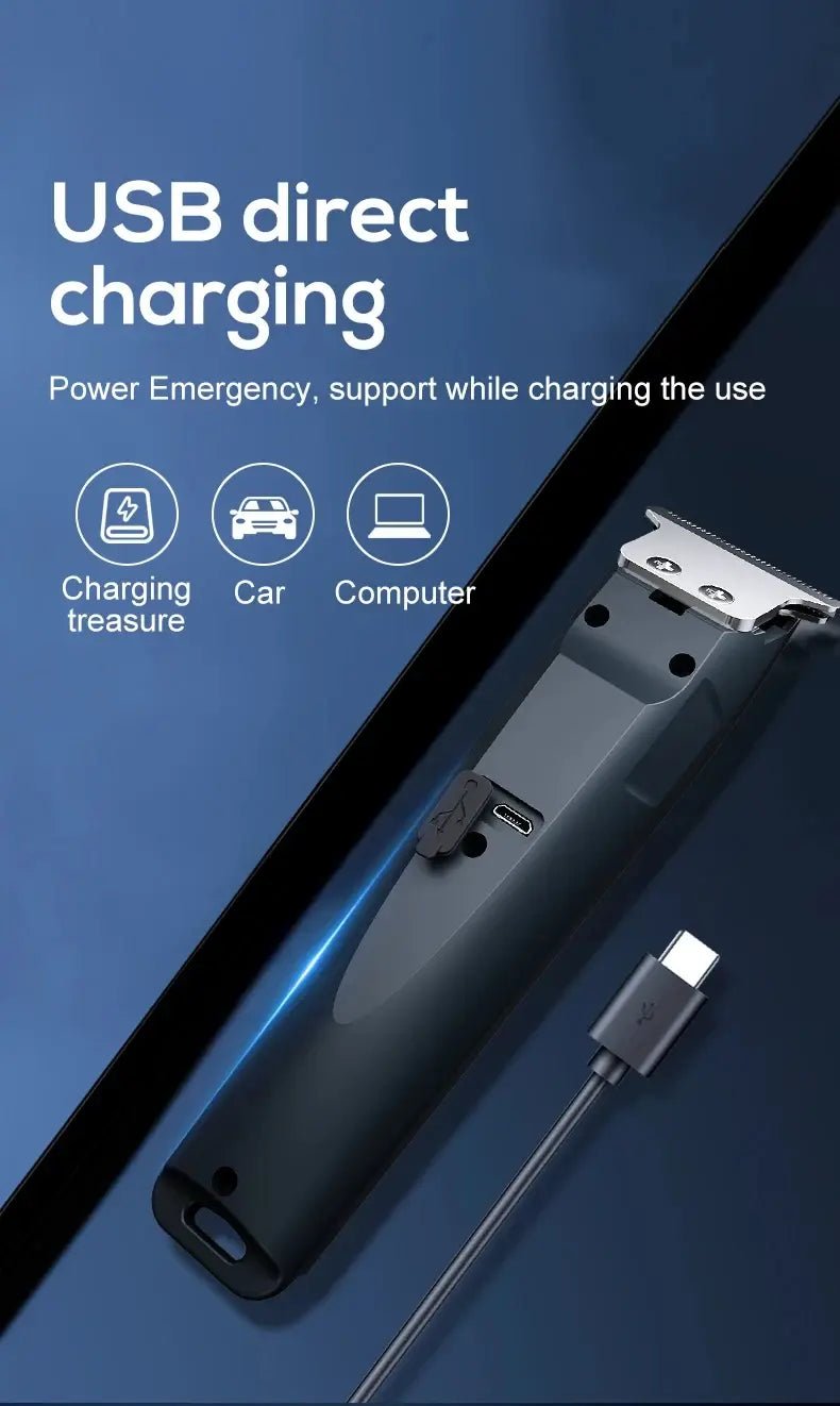 Electric Hair Clipper with Adjustable Cutter Head, USB Charging Design for Hair & Beard Trimming, Cordless Grooming Tool.