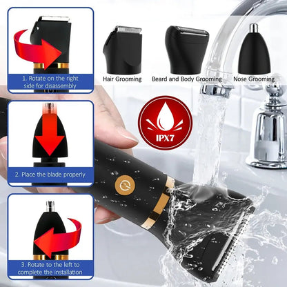 Electric Hair Trimmer Three in One for Bikini Clippers Whole Body Ball Shaver Clipper Grooming Kit Male Epilator Razor.