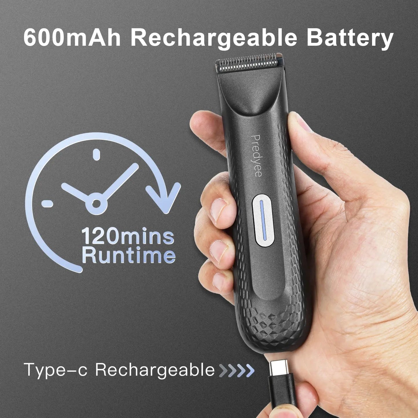 Electric Trimmer for Men's Groin Hair: Versatile Body Groomer and Waterproof Pubic Hair Trimmer with Replaceable Ceramic Blade.