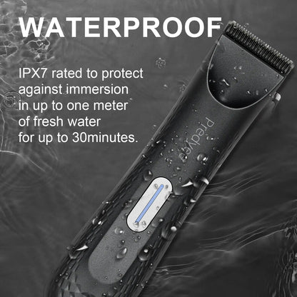 Electric Trimmer for Men's Groin Hair: Versatile Body Groomer and Waterproof Pubic Hair Trimmer with Replaceable Ceramic Blade.