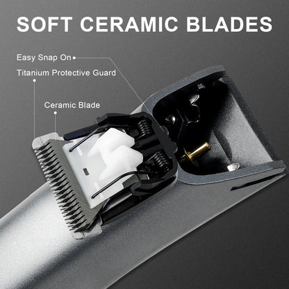 Electric Trimmer for Men's Groin Hair: Versatile Body Groomer and Waterproof Pubic Hair Trimmer with Replaceable Ceramic Blade.