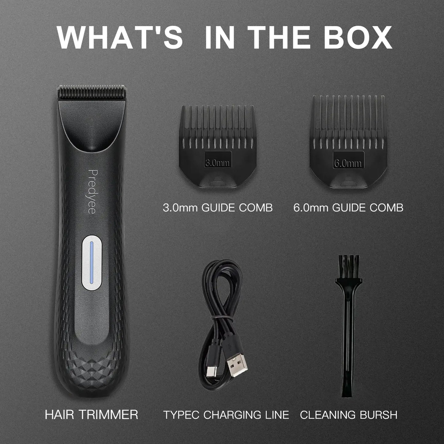 Electric Trimmer for Men's Groin Hair: Versatile Body Groomer and Waterproof Pubic Hair Trimmer with Replaceable Ceramic Blade.
