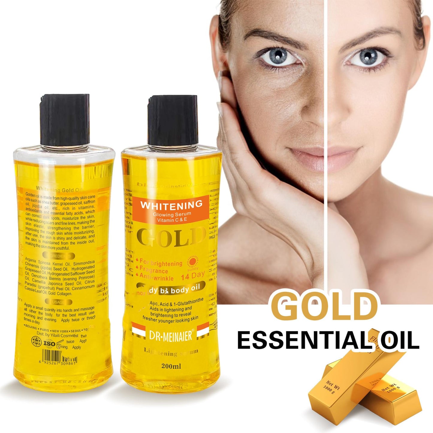 Gold Oil Body Skin Care Natural Plant Soft Oil.