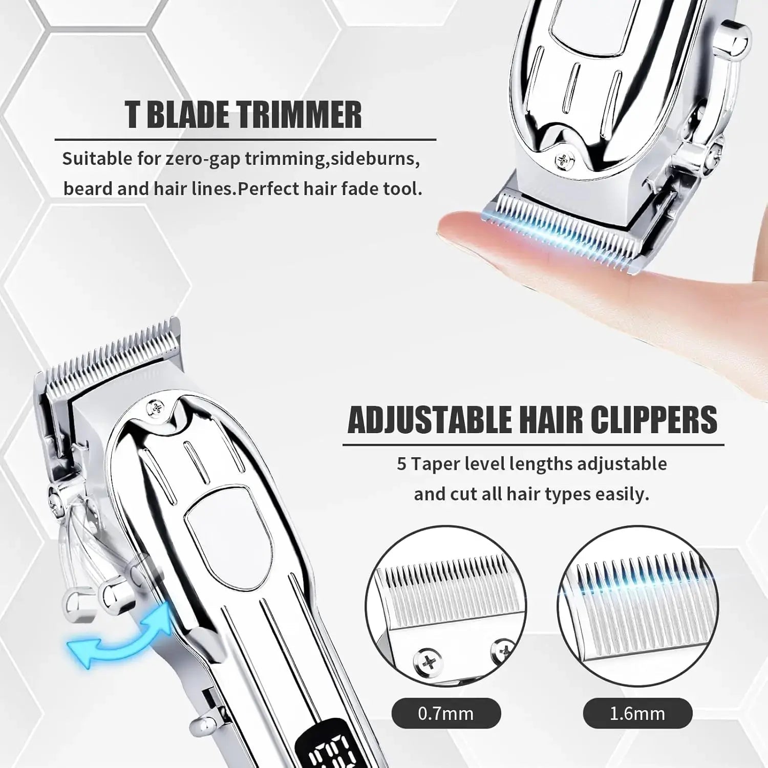Hair Clipper Beard Trimmer for Men, Professional Electric Hair Clippers Set Cordless Hair Trimmer for Family,Gifts for Men.