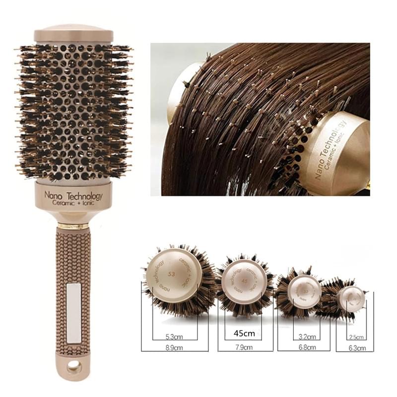 Hair Comb Brush Nano Hairbrush Ceramic Ion Round Barrel Comb Hairdressing Hair Salon Styling Tool.