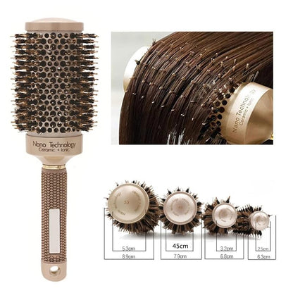 Hair Comb Brush Nano Hairbrush Ceramic Ion Round Barrel Comb Hairdressing Hair Salon Styling Tool.