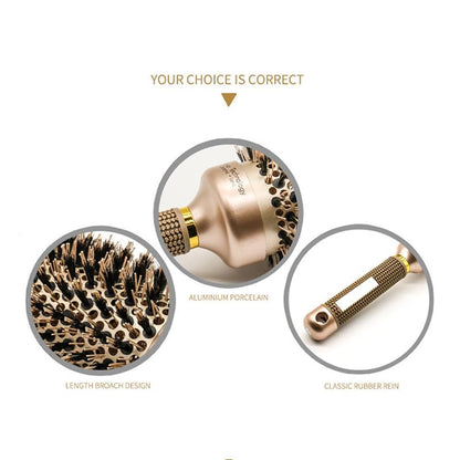 Hair Comb Brush Nano Hairbrush Ceramic Ion Round Barrel Comb Hairdressing Hair Salon Styling Tool.