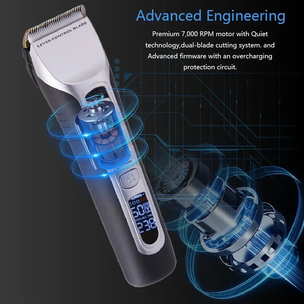 Hair Trimmer Rechargeable Electric Hair Clipper Ceramic Blade LCD Display Salon Men Hair Cutting Machine.