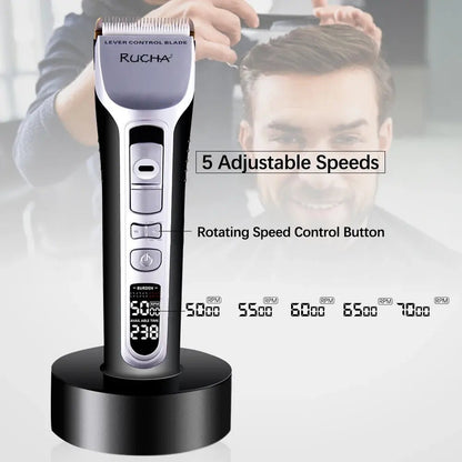 Hair Trimmer Rechargeable Electric Hair Clipper Ceramic Blade LCD Display Salon Men Hair Cutting Machine.