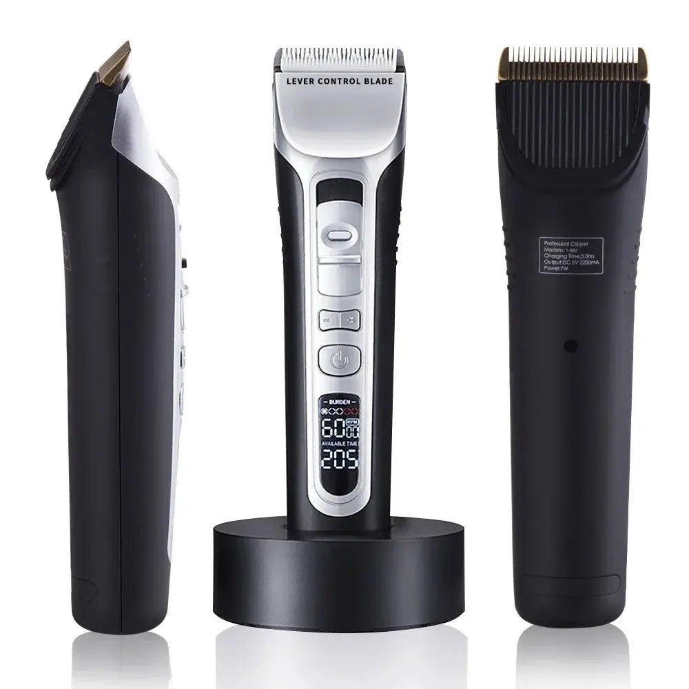 Hair Trimmer Rechargeable Electric Hair Clipper Ceramic Blade LCD Display Salon Men Hair Cutting Machine.