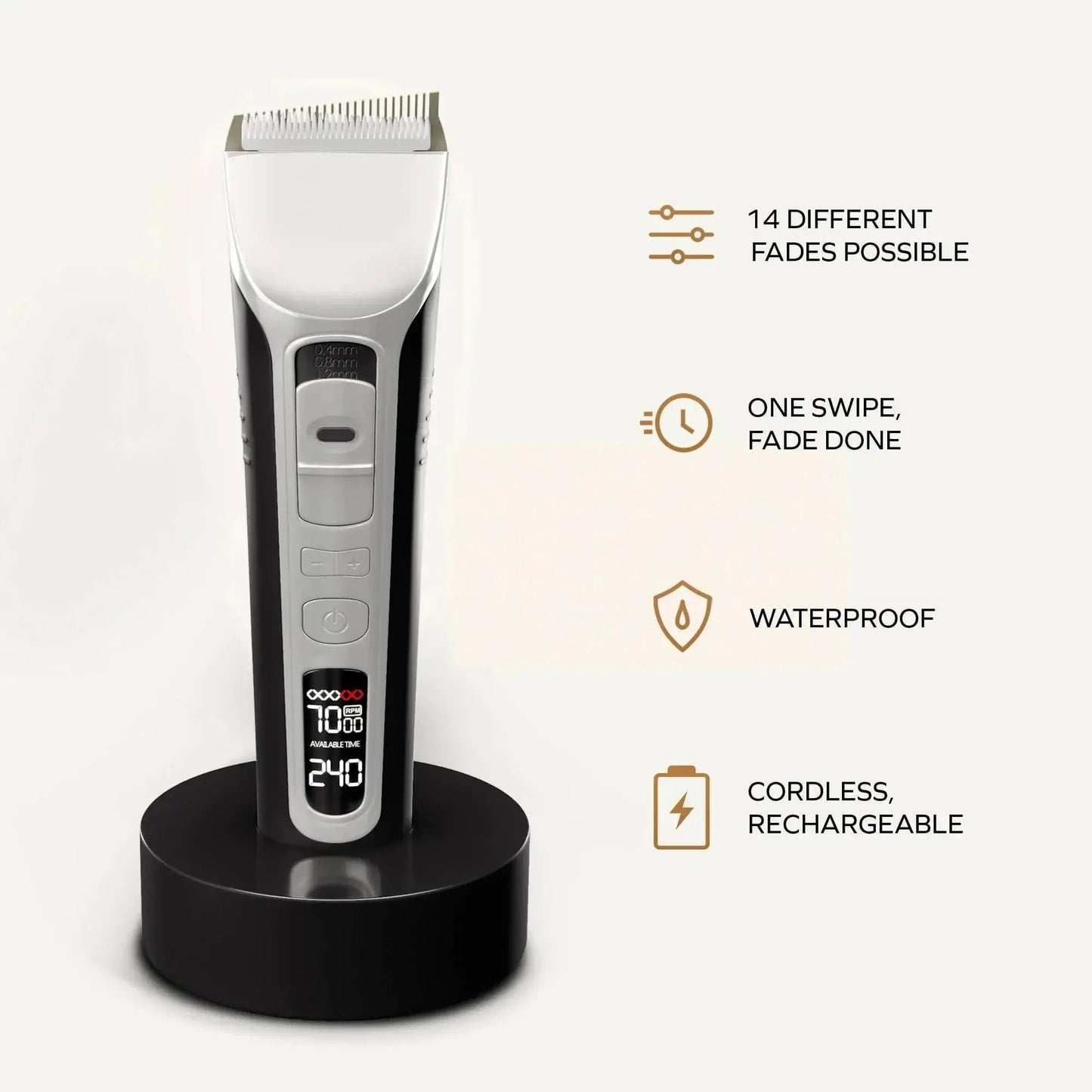 Hair Trimmer Rechargeable Electric Hair Clipper Ceramic Blade LCD Display Salon Men Hair Cutting Machine - Lux Mart London