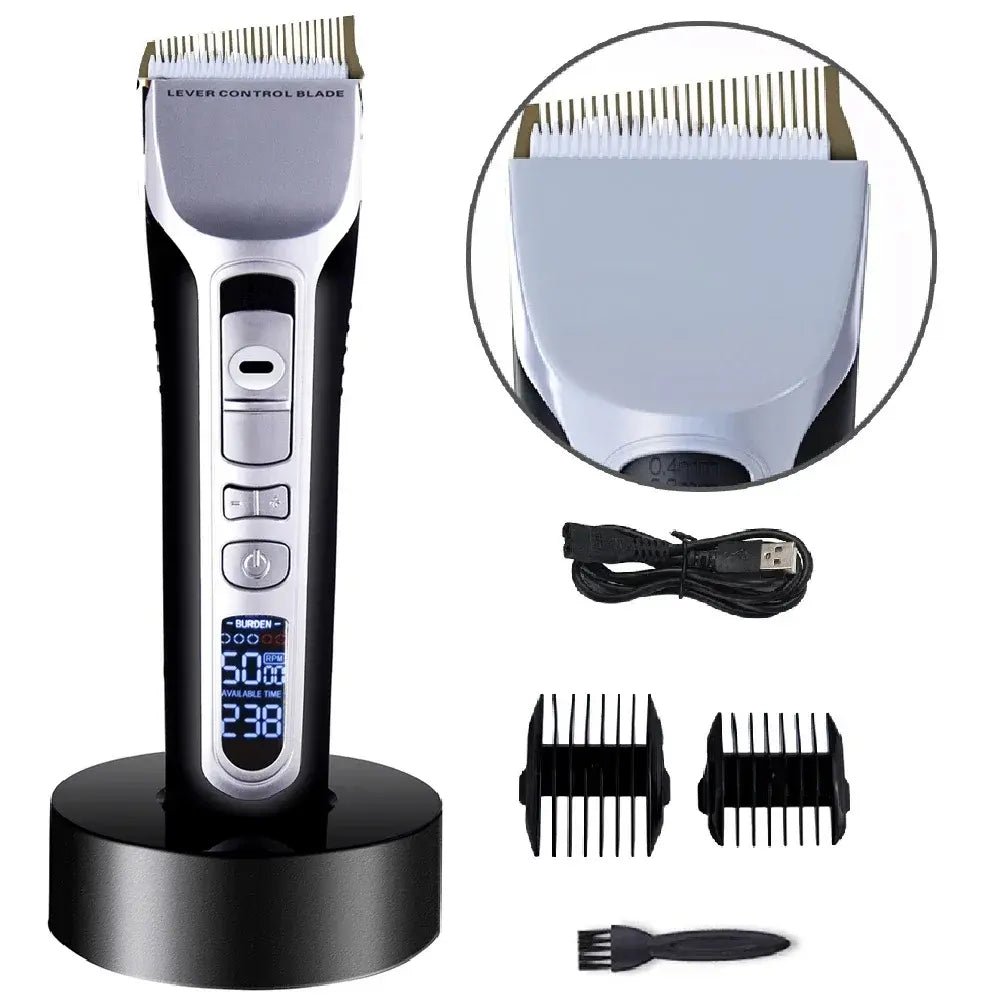 Hair Trimmer Rechargeable Electric Hair Clipper Ceramic Blade LCD Display Salon Men Hair Cutting Machine.