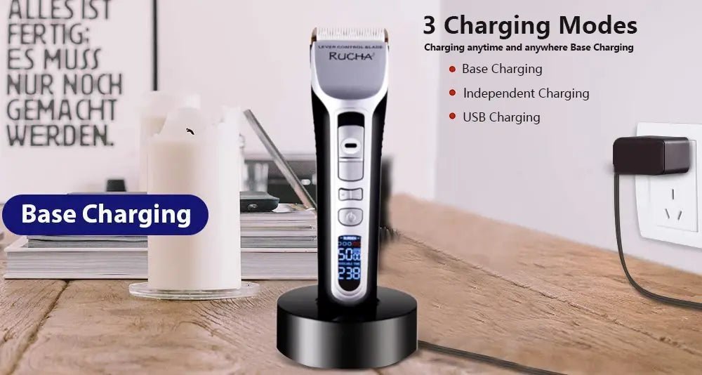Hair Trimmer Rechargeable Electric Hair Clipper Ceramic Blade LCD Display Salon Men Hair Cutting Machine.