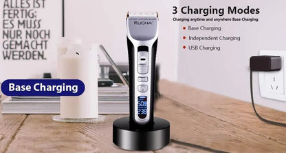 Hair Trimmer Rechargeable Electric Hair Clipper Ceramic Blade LCD Display Salon Men Hair Cutting Machine.