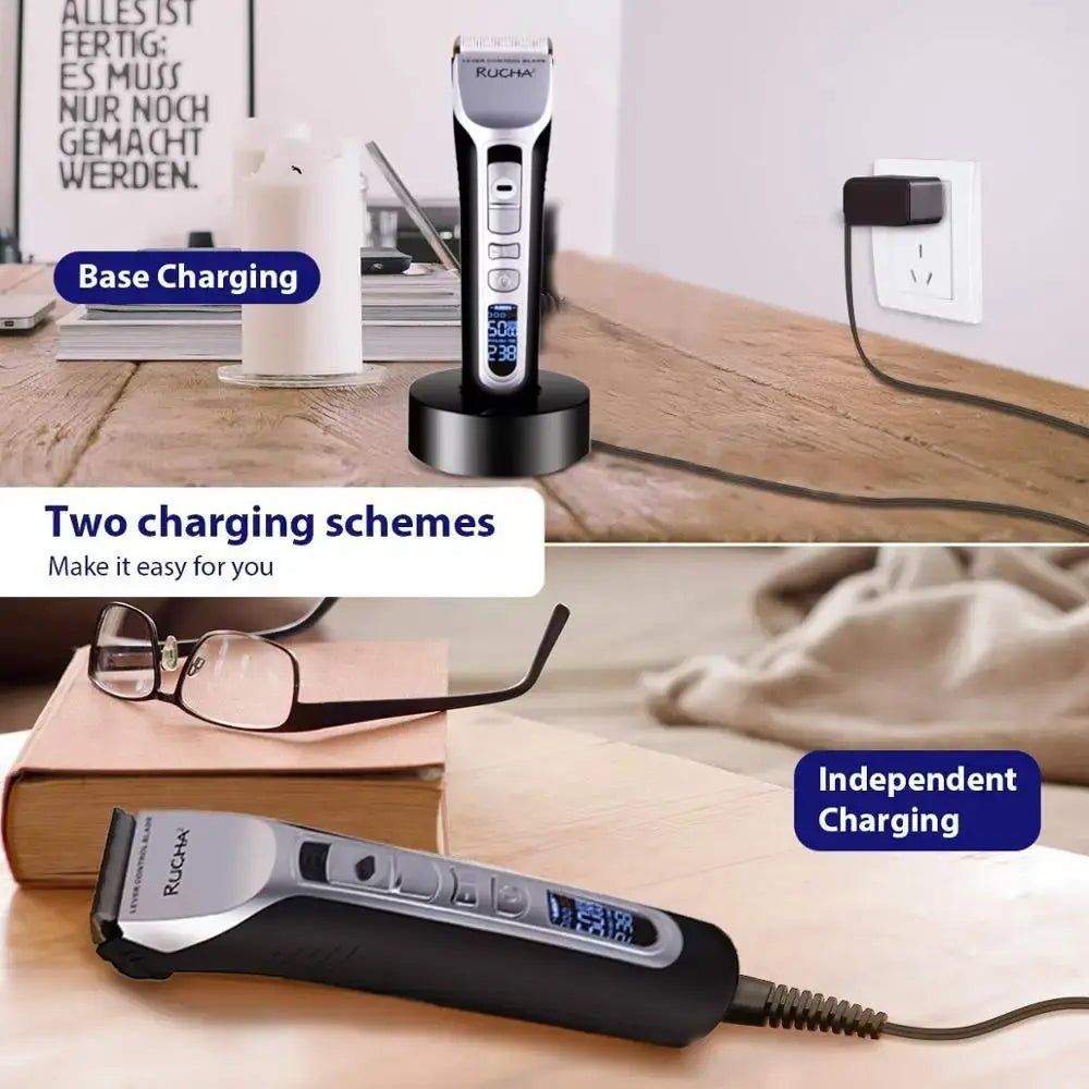 Hair Trimmer Rechargeable Electric Hair Clipper Ceramic Blade LCD Display Salon Men Hair Cutting Machine.