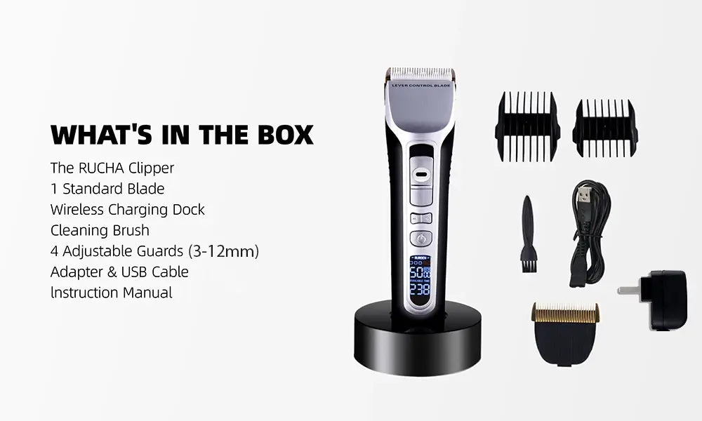 Hair Trimmer Rechargeable Electric Hair Clipper Ceramic Blade LCD Display Salon Men Hair Cutting Machine.