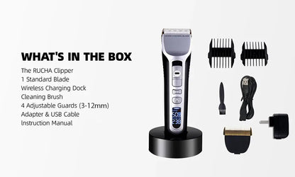 Hair Trimmer Rechargeable Electric Hair Clipper Ceramic Blade LCD Display Salon Men Hair Cutting Machine.