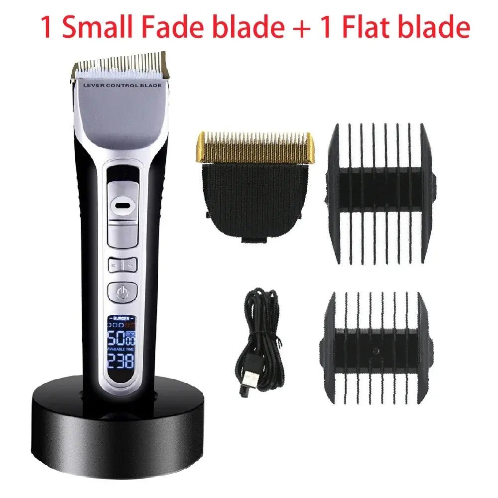 Hair Trimmer Rechargeable Electric Hair Clipper Ceramic Blade LCD Display Salon Men Hair Cutting Machine - Lux Mart London