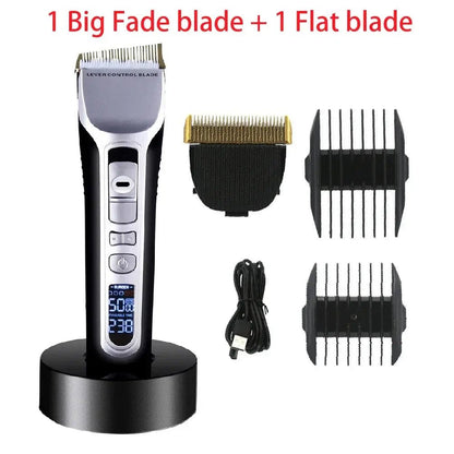 Hair Trimmer Rechargeable Electric Hair Clipper Ceramic Blade LCD Display Salon Men Hair Cutting Machine - Lux Mart London