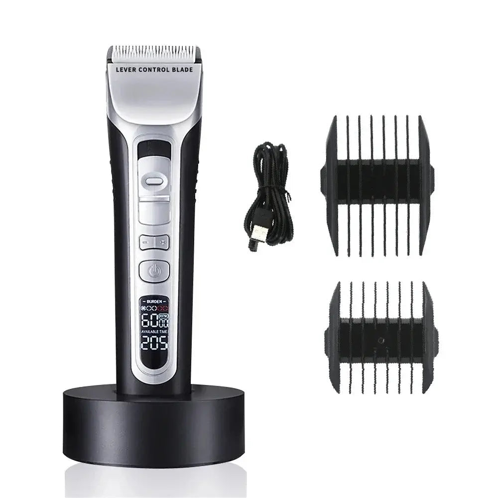 Hair Trimmer Rechargeable Electric Hair Clipper Ceramic Blade LCD Display Salon Men Hair Cutting Machine - Lux Mart London