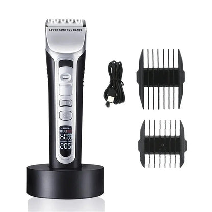 Hair Trimmer Rechargeable Electric Hair Clipper Ceramic Blade LCD Display Salon Men Hair Cutting Machine - Lux Mart London